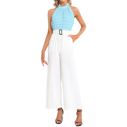 Halter Neck Buckle Belted Jumpsuit