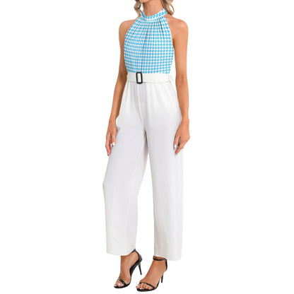 Halter Neck Buckle Belted Jumpsuit