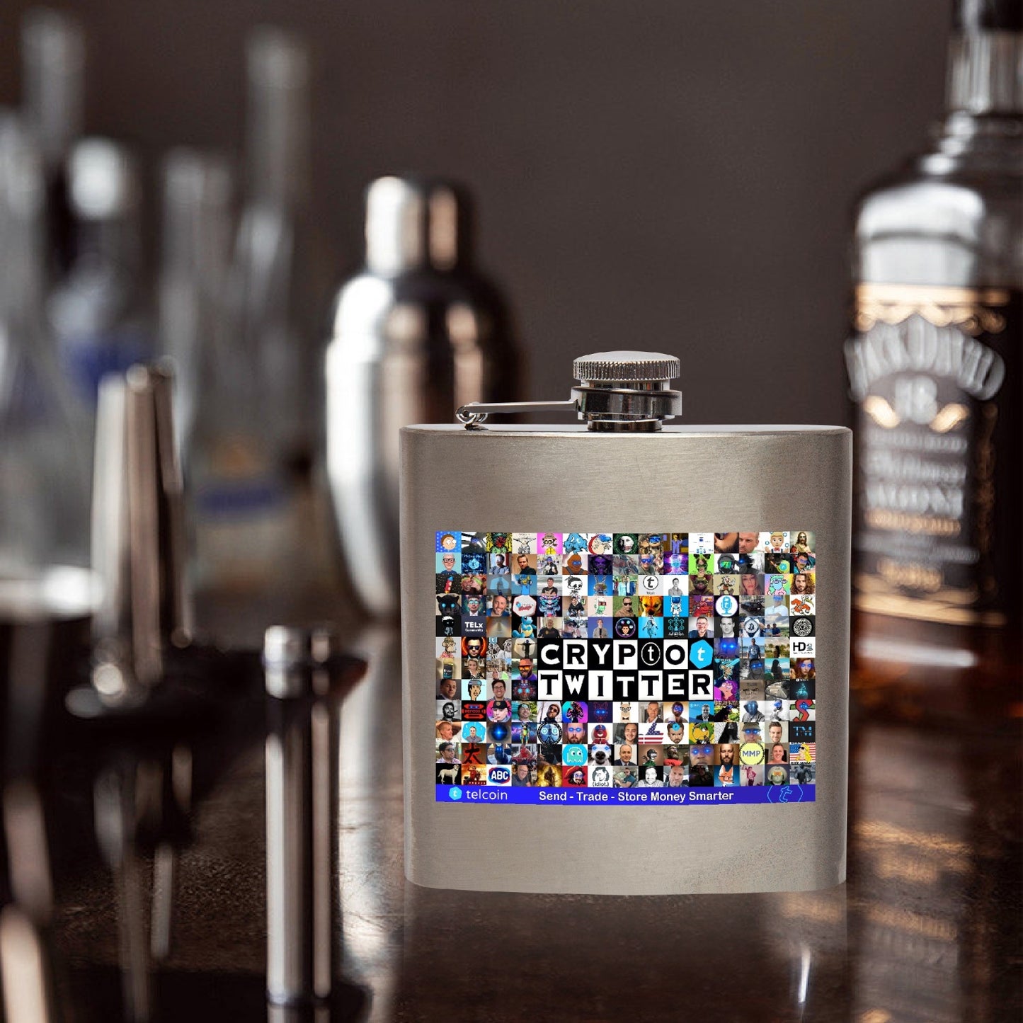 2023 Telcoin Crypto Twitter 6oz Stainless Steel Hip Flask